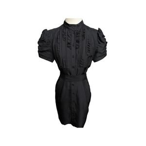 Bebe Womens black dress short sleeve side pockets with belt